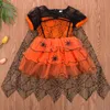 Robes de fille Halloween bébé filles costume de sorcière robe d'enfant toile d'araignée dentelle arc-en-ciel déguisement bébé tenue enfants vêtements de fête 0-5T 220905