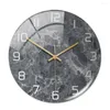 벽시계 회색 대리석 시계 스타일 라운드 현대 간단한 시계 홈 장식 거실 부엌 침실 사무실 30cm