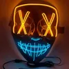 2023 Feestelijk feest Halloween Speelgoed Masker LED oplichten Grappige maskers Het Purge Verkiezingsjaar Geweldig Festival Cosplay Kostuumbenodigdheden GC0906