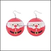 Dangle Chandelier Christmas Halloween Wooden Metal Dangle Earrings For Women Girls Round Pumpkin Spider Skls Snowman Print Sexyhanz Dhx05