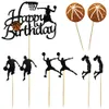 Autres fournitures de fête festives L Basketball Joyeux anniversaire Gâteau Topper Thème Cupcake Pour Homme Garçons Événement Glitter Decoratio Carshop2006 Amvof