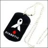 Pendant Necklaces Creative Diabetic Medical Warning Pendant Necklace Sile Dog Tag Long For Women And Men Health Remind Jewel Lulubaby Dhvmx