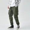 Calças masculinas Spring Autumn Men Cargo Pockets High Street Use Cool Safari Style Fashion Loose Coréia Exército Verde