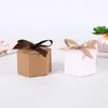 Gift Wrap 10PCS Hexagonal Kraft Paper Packaging Boxes Pastry Candy Biscuit Box With Ribbon Wedding Party
