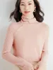 Kadın Sweaters Kadın Belvek Kazak Düğmesi İnce Fit Jumper Uzun Kollu Takılı Örgü Bayanlar Top Kış Sonbahar H1617