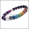 Bedelarmbanden boom van leven 8 mm 7 chakra's charmes armband lava steenblauw paarse streep India kralen etherische oliediffusaristen dhi8s dhi8s