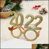 Décoration de fête Glitter Lunettes de Noël Décoration 2022 Cadre en verre de vacances Décorations de Noël Cadeaux Drop Livraison 2021 Jardin Dhnr7