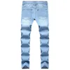 Jeans masculino reto rasgado tamanho grande calça jeans casual slim fit cor clara calça multifuros tamanho 28-42 pantalones