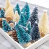 Christmas Decorations 12PCS Mini Tree Sisal Silk Cedar Decoration Small Blue Green Fake Pine Home