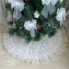 ديكورات عيد الميلاد 1pc تنورة بيضاء شبكة زفاف مطوية السجاد الحلي عيد الميلاد