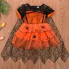 Sukienki dziewczynki 1-5 lat dzieci dzieci dzieci Halloween sukienka Spider Cloak czarownica Fancy Costume 220905