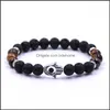 Brins de perles Beaucoup de couleurs Pierre naturelle Fatima Hamsa Main Hommes Bracelet Noir Mat Lave Chakra Énergie Bijoux d'été Dr Dhseller2010 Dhst4