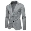 Abiti da uomo Blazer lavorato a maglia primaverile Giacche da uomo casual in maglia Slim Business Brand Casaco Masculino Uomo Waite Grigio