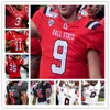 American College Football Wear NCAA BALL STATE Cardinal College Football Jersey Drew Plitt Carson Steele Justin Hall Jake Chanove Bryce Cosb