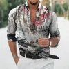 Erkekler Sıradan Gömlek Hawaii Erkek Gömlek Uzun Kollu 3D Baskılı Çin Top Harajuku Peyzaj Sonbahar 2022