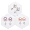 Stud Women Freshwater Pearl Earrings Stud met 925 Sterling Sier Naald echt vers water Ctured Pearls Oor studs Girl kleur en maat DHCZJ