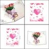 Cartes de voeux Cartes de voeux Carte Main 3D Bouquet Fleur Bénédiction Décoration Anniversaire Msee Pics Jour Cadeau Drop Delivery 2021 Accueil Dhaax