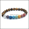 Bracelets de charme Árvore de vida 8mm Sete chakras pulseira lava stone tigre olho lazi lazi bracelets ioga ioga de óleo essencial dh3tu