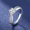 Cluster ringen briljante ronde geslepen verlovingsring 2 CTW VVS1 Moissanite diamanten bruiloft in massief 14K wit goud vrouwen cadeau fijn Je290A