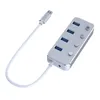 Hub de alta velocidade de alta velocidade USB 3.0 Splitter Aluminium Multiple Expander Adapter com interruptor para acessórios para PC para laptop