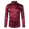 Camisas casuais masculinas Camisa de cetim de seda de alta qualidade Homem química homme casual manga longa slim fit mass camisetas comerciais de casamento camisa masculina 220905