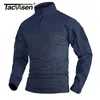 Men's T-skjortor Tacvasen Military Assault T Shirts Mens Long Sleeve Crew-Neck Airsoft Tactical T Shirts Elastic Hunting Shooting Tops Tees M-5XL 220902