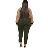 Survêtements de grande taille pour femmes 3XL 4XL 5XL Vente en gros Automne Plus Taille Ensembles Femmes Vêtements 2 Deux pièces Tenues Dames Léopard À Manches Longues Pantalon Fit Femme L220905