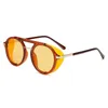 Солнцезащитные очки мода круглый стимпанк дизайн бренд мужчина женщин винтажные панк -солнцезащитные очки UV400 оттенки очков