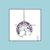 Lockets Tree Of Life Keychain Natural Crystal Stone Handmade Diy Amethyst Charm Pendant Necklace Wholesale Drop Delivery Dhseller2010 Dhkfv