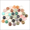 Charmes En Gros Plat Rond Charmes Pierre Naturelle Quartz Rose Yeux De Tigre Pendentif Diy Pour Druzy Collier Boucles D'oreilles Ou Bijou Dhseller2010 Dhfve