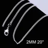 925 Sterling Silber Seitlich Kette Halskette 2MM 16-30inch Mann Frau Halskette 100 teile/los