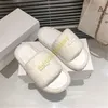 Met doos smfk designer slippers kompas bumper barokke stijl shearling slipper schaakbord wit zwart groen luxe platte vrouwen schoenen top dames sandaal