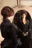 Gothic Victorian Black Wedding Dress Velvet Long Sleeves Tiers Skirt Long Vintage Bridal Gowns Lace Appliques Corset Winter Bustle Bride Dresses 2022