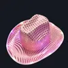 Chapeaux de fête Space Cowgirl LED Hat Clignotant Light Up Sequin Cowboy Chapeaux Casquettes Lumineuses Costume d'Halloween