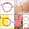 Pulseras con dijes 7 nudos Pulsera de hilo rojo Protección Buena suerte Amet para el éxito Prosperidad Pulseras de cuerda hechas a mano Luc Dhseller2010 Dhvrg