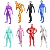 Unisex fancy jurk glanzende metalen catsuit -kostuums zwarte volledige kap lycar spandex zentai bodysuit feest club podium kostuums open gezicht