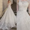 매력적인 레이스 웨딩 드레스 3/4 긴 소매 o 목 A- 라인 공주 신부 가운 Robe de Mariage Bride Dress Sashes 2022 최신