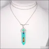 Medaillons Joyagift Natürlicher Türkis-Edelstein-Hexaeder-Pendel-Anhänger mit 7-Chakra-Kristall für Frauen-Schmuck-Geschenk-Tropfen Dhseller2010 Dhp6G