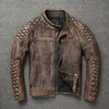Herren Leder Faux Vintage Jacke dick 100% echtes Kuhlattenbiker Slim Fit Motorradmantel Herbst Asiatische Gr￶￟e S5XL M419 220905