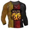 T-shirts pour hommes Mode Rétro T-shirts pour hommes Vêtements amples surdimensionnés Vintage à manches longues Amérique Route 66 Lettres T-shirt imprimé en 3D Taille EU 5XL 220905