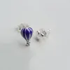 Cuori e mongolfiera blu Orecchino a bottone Gioielli in vero argento sterling da donna per la festa nuziale con cofanetto originale per orecchini regalo fidanzata pandora