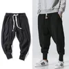 Calça masculina estilo chinês harém streetwear casual joggers s linho de linho de algodão calça anklele comprimento m5xl 220905