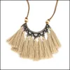 Pendant Necklaces Vintage Cotton Line Ear Tassel Pendant Necklace Female Fashion Charm Jewelry Drop Delivery 2021 Necklac Dhseller2010 Dhpui