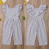 Macacão Criança Crianças Garadinha Menina de Verão Faixas Plaid Ruffles Backper Mumpsuit Playsuit Sunshsuit Roupas Garotas Macacão 220905