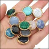 Charms koperdraad wrap gefacetteerd ronde steen charmes natuurlijke chakra roze kwarts turquoise tijger ogen hanger diy voor druzy dhseller2010 dhqom