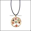 Pendant Necklaces Gold Plated Sterling Sier Pendant Celtic Knot Trinty Tree Of Life Seven 7 Chakras Necklace Alloy Inlaid Gem 18 In Dhqvf