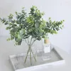 Flores decorativas Plantas plásticas artificiais folhas de eucalipto Arranjo Folhagem falsa para decoração de casamento Planta falsa verde