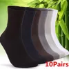 Athletic Socks 10 Par/Party Bamboo Fiber Men Summer Thin Stripe Long Silk Business No Heel Calcetines HOMBRE L220905