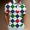 Men's Polos Summer High Quality Men Shirts Street Print Casual Short Sleeve Mens Turn-Down Collar Zipper Shirt