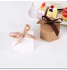 Gift Wrap 10PCS Hexagonal Kraft Paper Packaging Boxes Pastry Candy Biscuit Box With Ribbon Wedding Party